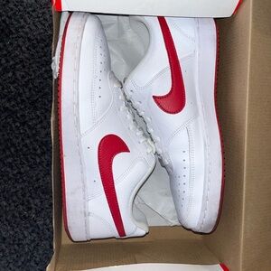 White and red Nike court, size 9